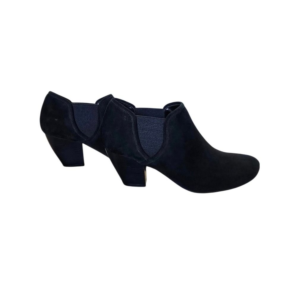 VanEli Ankle Boots Womens Size 8.5 Black Suede Block Heel Booties Slip-on